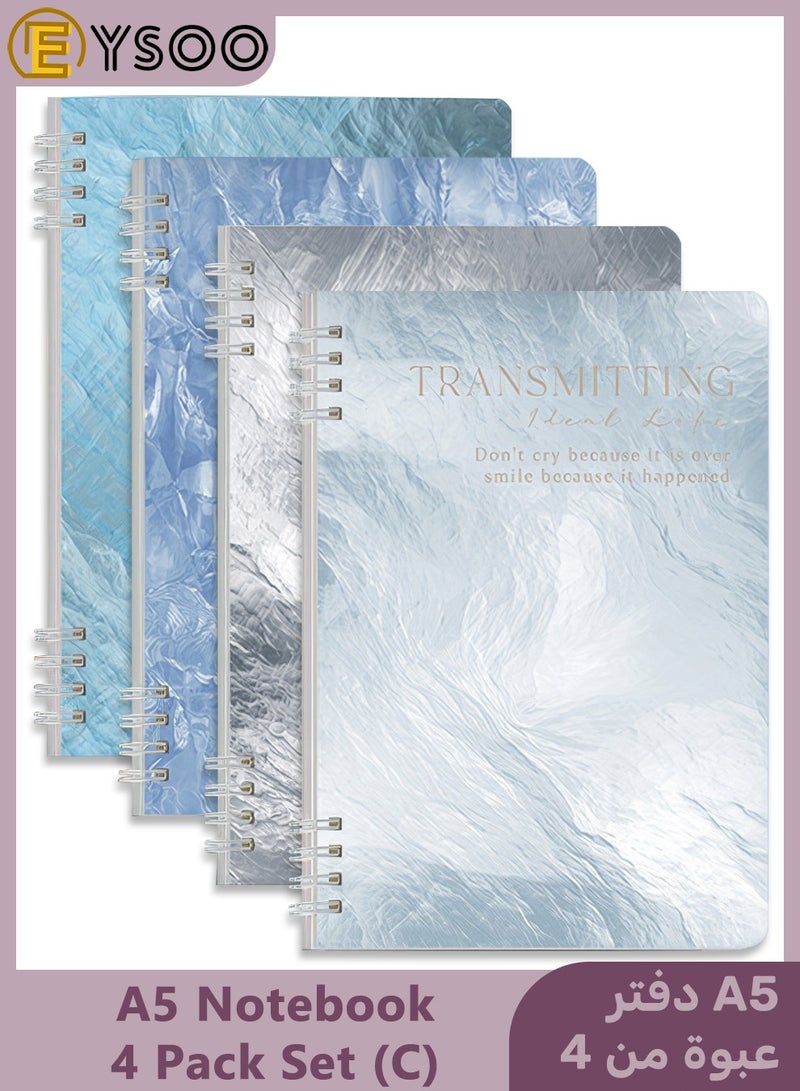  إيسو دفاتر EYSOO الحلزونية مقاس A5 (4 قطع) – ورق مسطر للجامعة بـ 60 ورقة / 120 صفحة – مفكرة بغلاف صلب كدفاتر حلزونية مسطرة للمكتب والمدرسة والكتابة. - Image 1