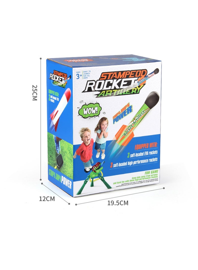 Children's New Unique Foot-Operated Rocket Rocket Double Launch Flash Flying Rocket Leisure Sports Toy (Green Tyrannosaurus Rex)