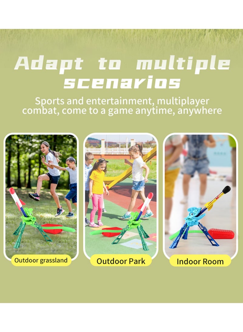 Children's New Unique Foot-Operated Rocket Rocket Double Launch Flash Flying Rocket Leisure Sports Toy (Green Tyrannosaurus Rex)