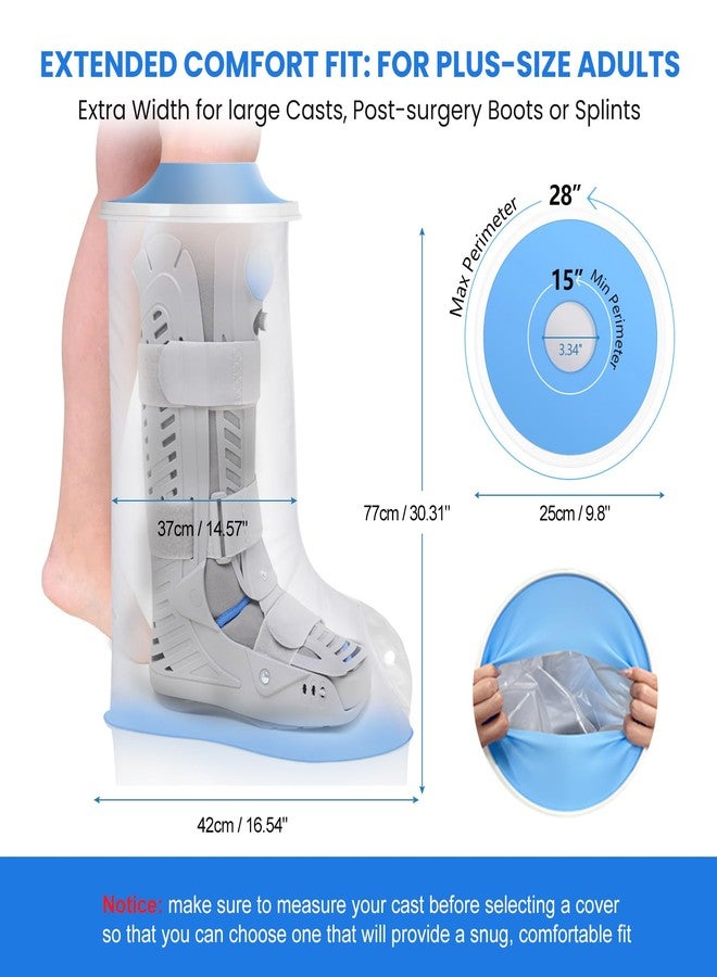 Zolife Waterproof Extra Wide Leg Cast Cover for Shower Adult After Surgery with Non-Slip Bottom, Extra Large Watertight Foot Cast Protector for Plus Size Adults Large Casts Surgery Shower Boots - Image 2