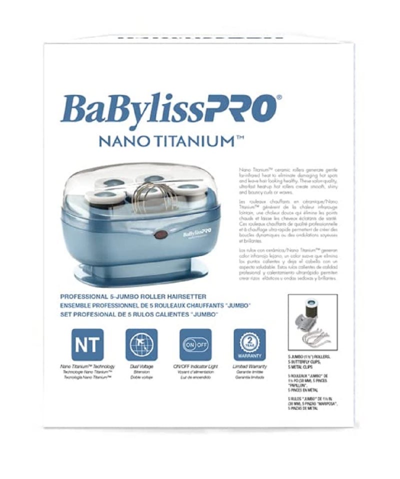 BaBylissPRO أدوات وأجهزة تصفيف الشعر بايبيليس برو رولرز ساخنة كبيرة، تيتانيوم نانو، 5 قطع (عبوة من 1) BABNTTS7 - Image 4