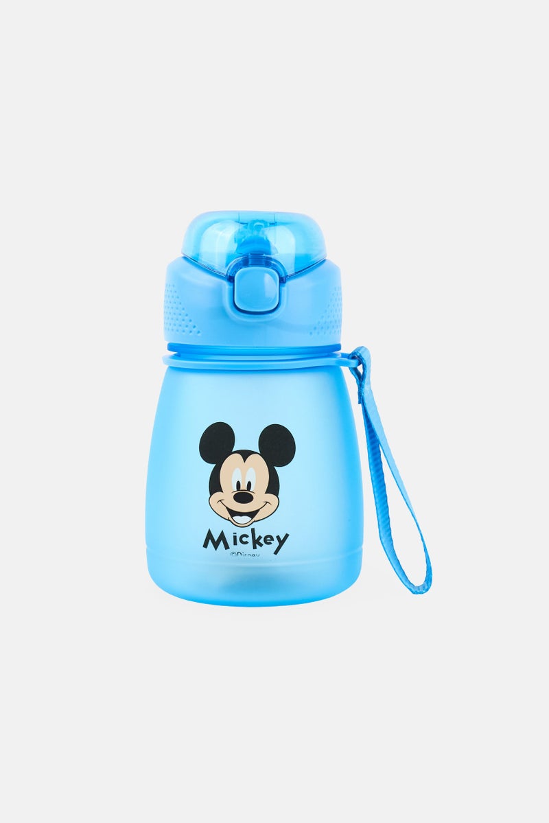 Disney Plastic Mickey Mouse Spout Water Bottle 390 ml, Blue - Image 1
