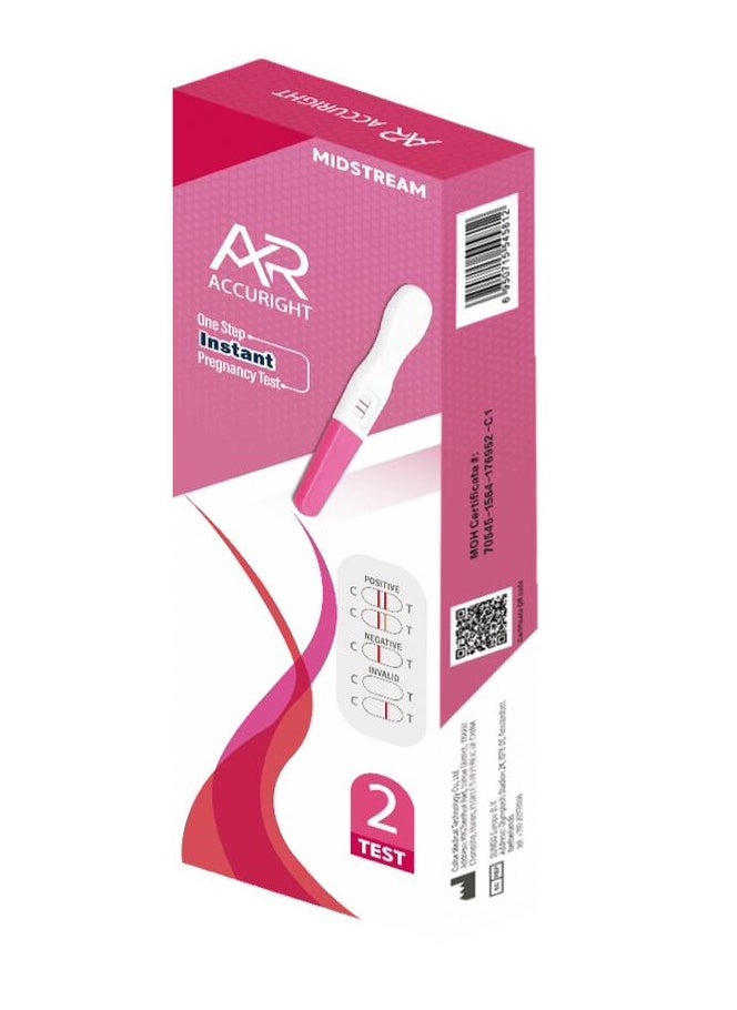 Falcon Med - Accuright One-Step Instant Pregnancy Test – Midstream Kit (2 Tests in 1 Pack), Easy-to-Use, Hygienic & Highly Accurate Home Pregnancy Test - Image 1
