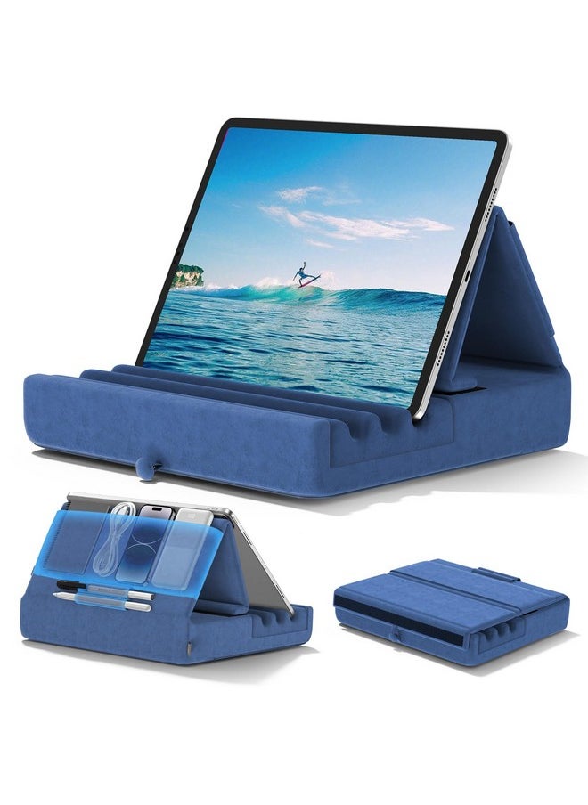 KDD KDD Tablet Pillow Holder, Foldable iPad Stand for Lap, Bed and Desk -Tablet Soft Pad Dock with Pocket & Stylus Mount Compatible with iPad Pro 12.9, 10.5, 9.7 Air Mini 6 5 4 3, Galaxy Tab,E-Reader  - Image 1