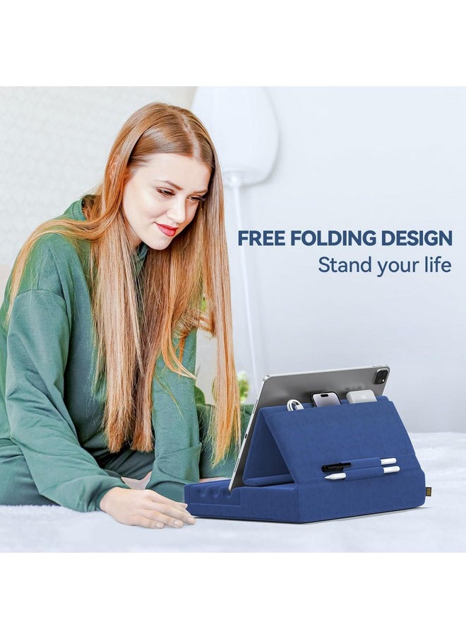 KDD KDD Tablet Pillow Holder, Foldable iPad Stand for Lap, Bed and Desk -Tablet Soft Pad Dock with Pocket & Stylus Mount Compatible with iPad Pro 12.9, 10.5, 9.7 Air Mini 6 5 4 3, Galaxy Tab,E-Reader  - Image 3