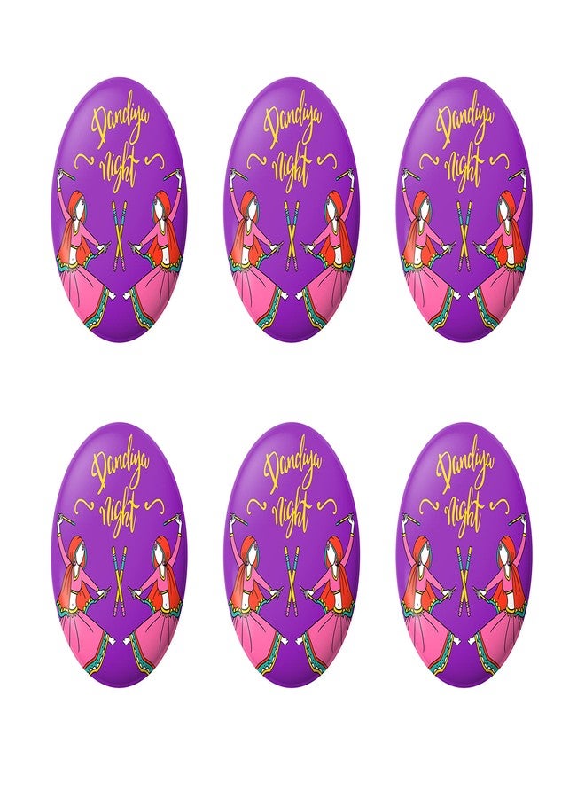 Hubops dandiya badge Round Pin Button Badge for Navratri Celebration garba dandiya Other Events dandiya night Badge (44mm pack of 6) - Image 1