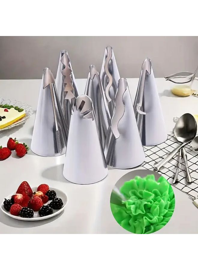 7 Pcs Food Safe 430 Stainless Steel Pleated Pastry Nozzles Cake Decorating Tools - Image 4