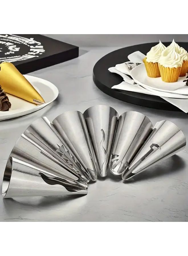 7 Pcs Food Safe 430 Stainless Steel Pleated Pastry Nozzles Cake Decorating Tools - Image 5