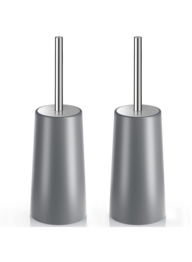 IXO Toilet Brush And Holder 2 Pack Toilet Brush With 304 Stainless Steel Long Handle Toilet Bowl Brush For Bathroom Toilet Ergonomic Elegant Durable Grey - Image 1