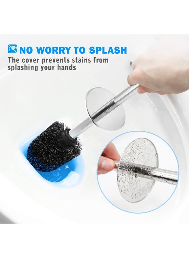 IXO Toilet Brush And Holder 2 Pack Toilet Brush With 304 Stainless Steel Long Handle Toilet Bowl Brush For Bathroom Toilet Ergonomic Elegant Durable Grey - Image 3