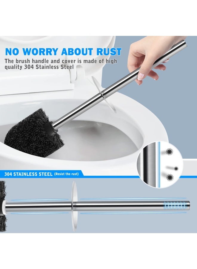 IXO Toilet Brush And Holder 2 Pack Toilet Brush With 304 Stainless Steel Long Handle Toilet Bowl Brush For Bathroom Toilet Ergonomic Elegant Durable Grey - Image 4