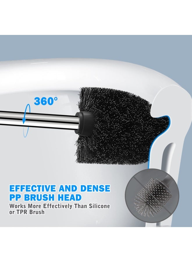 IXO Toilet Brush And Holder 2 Pack Toilet Brush With 304 Stainless Steel Long Handle Toilet Bowl Brush For Bathroom Toilet Ergonomic Elegant Durable Grey - Image 2