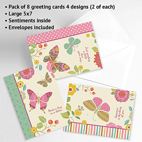 Current Butterfly Cheer Thinking of You Cards with Envelopes - Assortment of 8 Greeting Cards, 4 Designs, Large 5" x 7" Thinking of You Cards for Women - Image 5