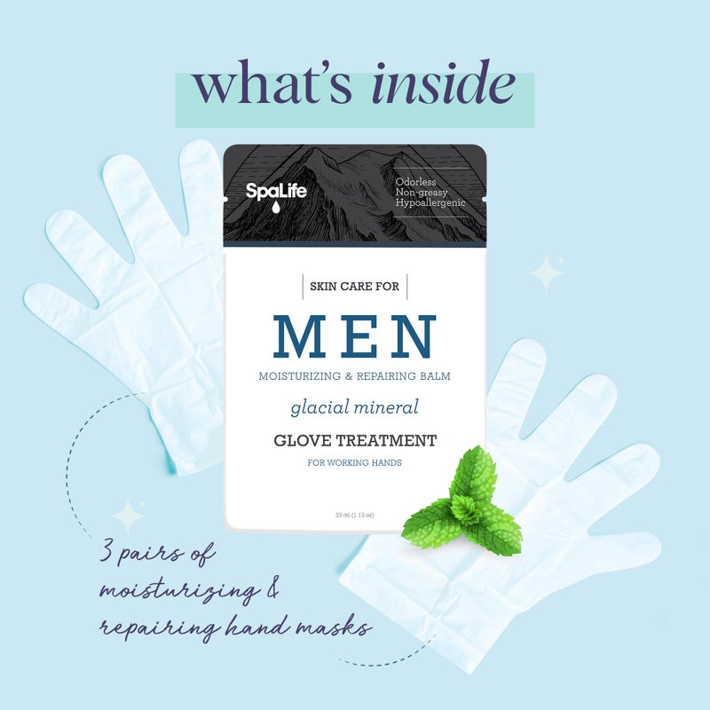 SpaLife Men's Glacial Mineral Moisturizing and Repairing Balm for The Working Hand (Hand Gloves 6 Pack) - Image 2