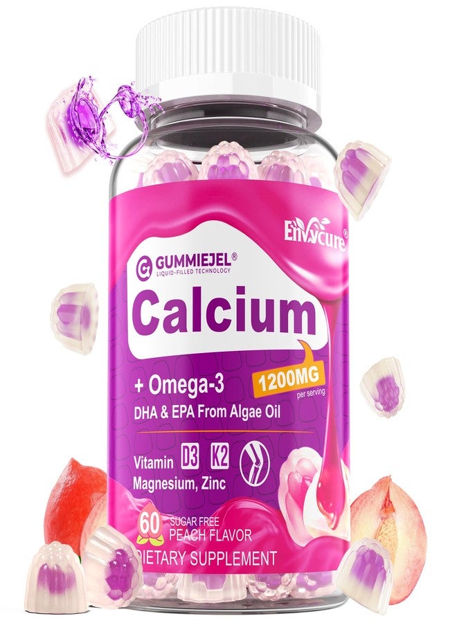 EnvyCure Calcium Citrate 1200mg Gummies, Vitamin D3 K2, Omega-3, Magnesium, Zinc, Boron, Manganese, Copper, 600mg Calcium Supplements for Women & Men Bone Strength, Immune Support - Vegan, Sugar Free, 60 Count - Image 1