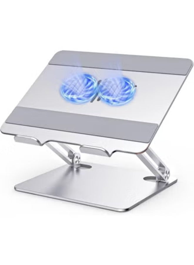 Laptop Stand for Desk – Ergonomic Aluminum Riser with Cooling Fan – Adjustable Height for Daily Comfort & Better Posture - Image 1