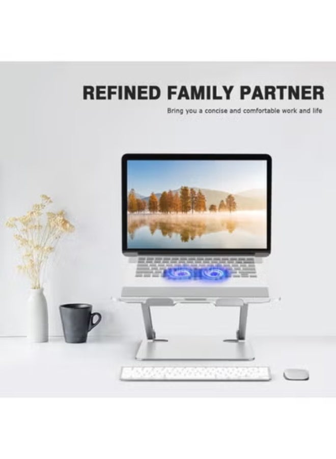 Laptop Stand for Desk – Ergonomic Aluminum Riser with Cooling Fan – Adjustable Height for Daily Comfort & Better Posture - Image 3