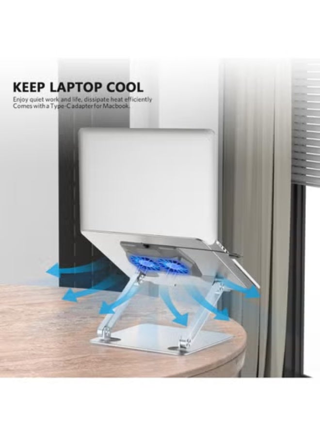 Laptop Stand for Desk – Ergonomic Aluminum Riser with Cooling Fan – Adjustable Height for Daily Comfort & Better Posture - Image 4