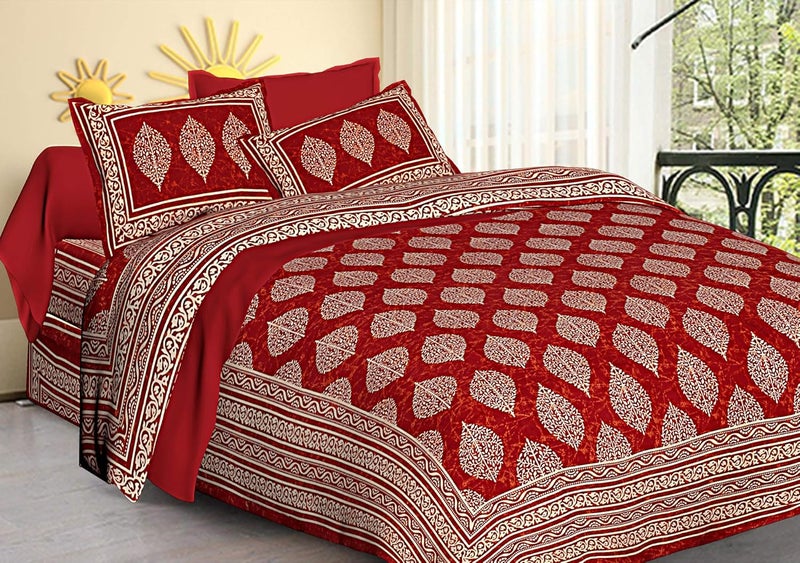 WESTLYN 100 Cotton 220 TC Rajasthani King Size Bedsheet Double Cotton Bedsheet with 2 Pillow Covers Bedsheets Fast Color 28