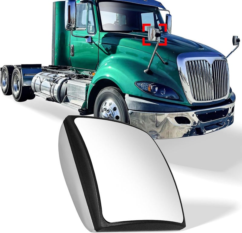 High Soar Chrome Square Convex Hood Mirror Head for International ProStar WorkStar - Image 1