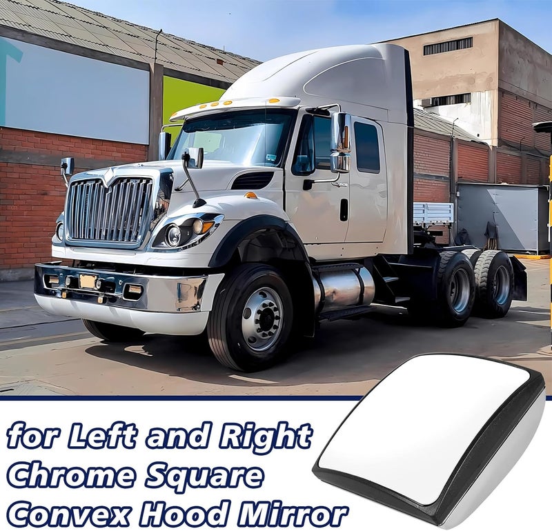 High Soar Chrome Square Convex Hood Mirror Head for International ProStar WorkStar - Image 2