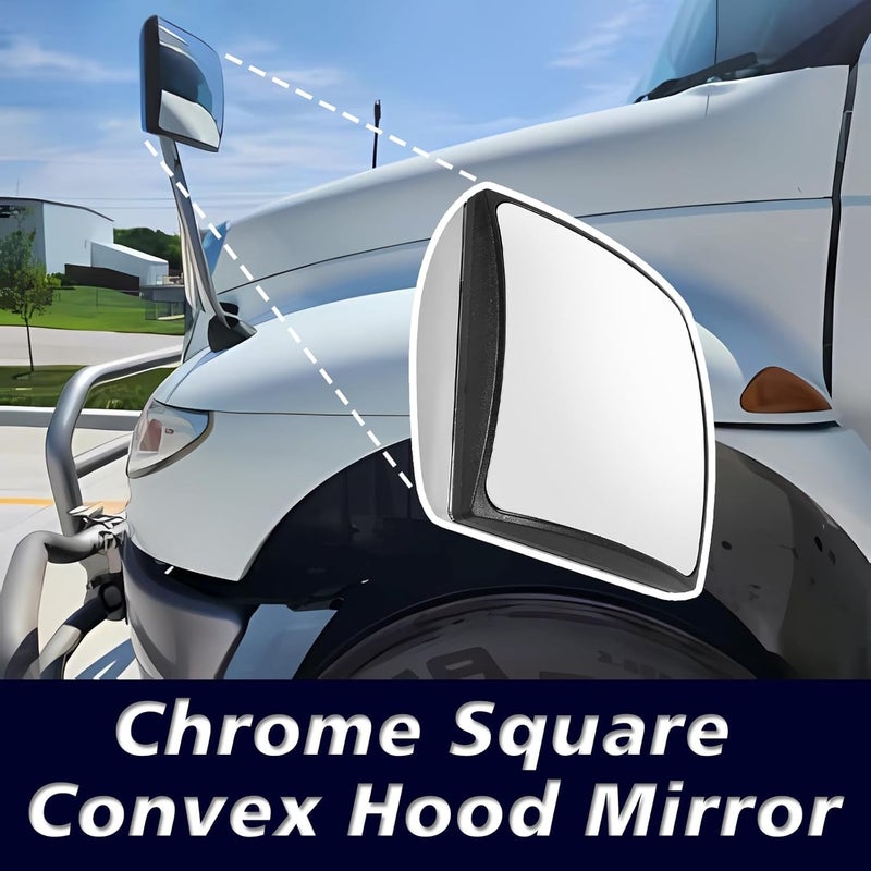 High Soar Chrome Square Convex Hood Mirror Head for International ProStar WorkStar - Image 3