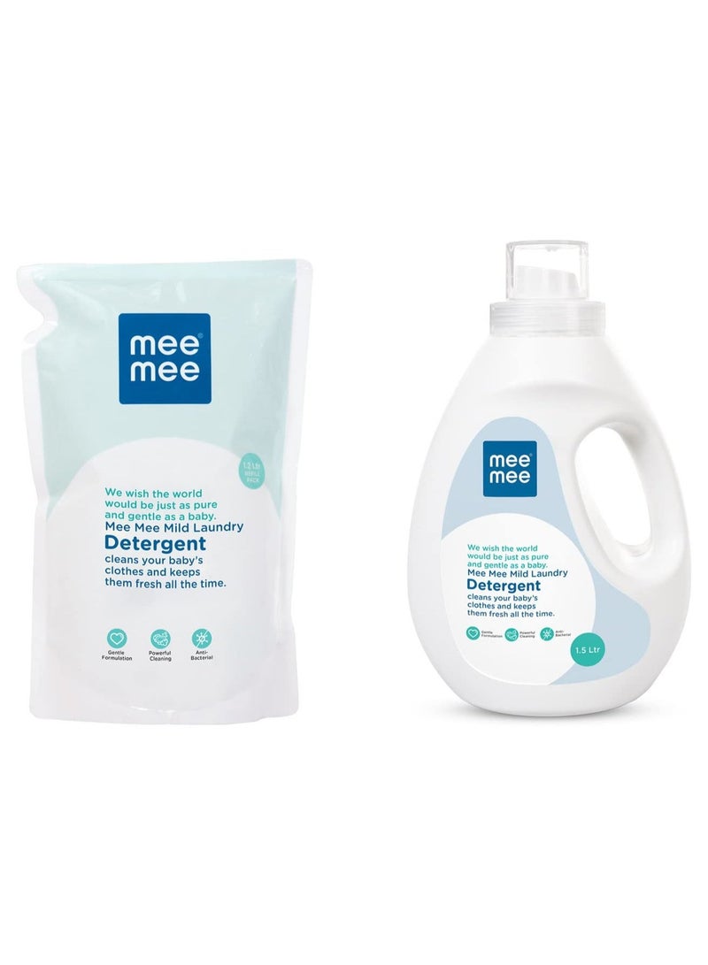 Mee Mee Mild Baby Liquid Laundry Detergent Refill Pack, 1.2L & Mee Mee Mild Baby Liquid Laundry Detergent, 1.5L - Image 1