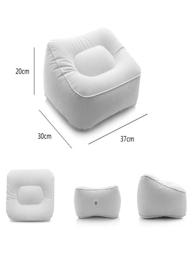 coldchill Inflatable Travel Foot Rest Pillow, Head Pad, Soft Flocking Pillow, Flights Relax Cushion Ottomans Leg Up with Air Pump for Office, Home Relax, Camping and Travel Use (Gray, 1 Pcs) - Image 2