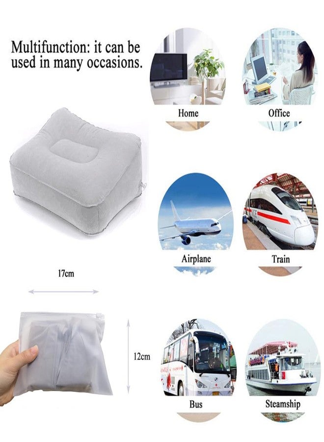 coldchill Inflatable Travel Foot Rest Pillow, Head Pad, Soft Flocking Pillow, Flights Relax Cushion Ottomans Leg Up with Air Pump for Office, Home Relax, Camping and Travel Use (Gray, 1 Pcs) - Image 5