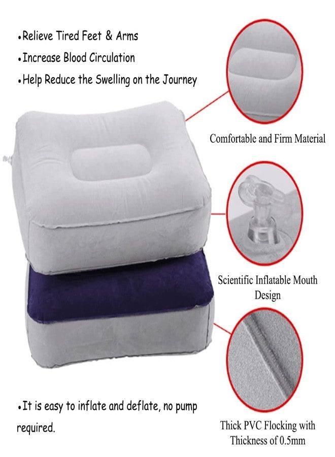 coldchill Inflatable Travel Foot Rest Pillow, Head Pad, Soft Flocking Pillow, Flights Relax Cushion Ottomans Leg Up with Air Pump for Office, Home Relax, Camping and Travel Use (Gray, 1 Pcs) - Image 4