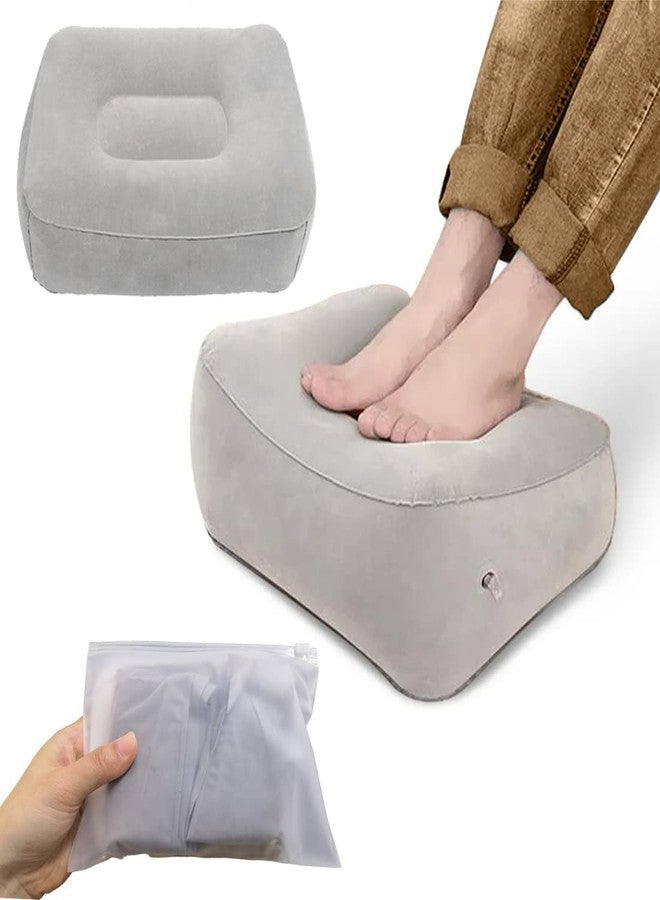 coldchill Inflatable Travel Foot Rest Pillow, Head Pad, Soft Flocking Pillow, Flights Relax Cushion Ottomans Leg Up with Air Pump for Office, Home Relax, Camping and Travel Use (Gray, 1 Pcs) - Image 1
