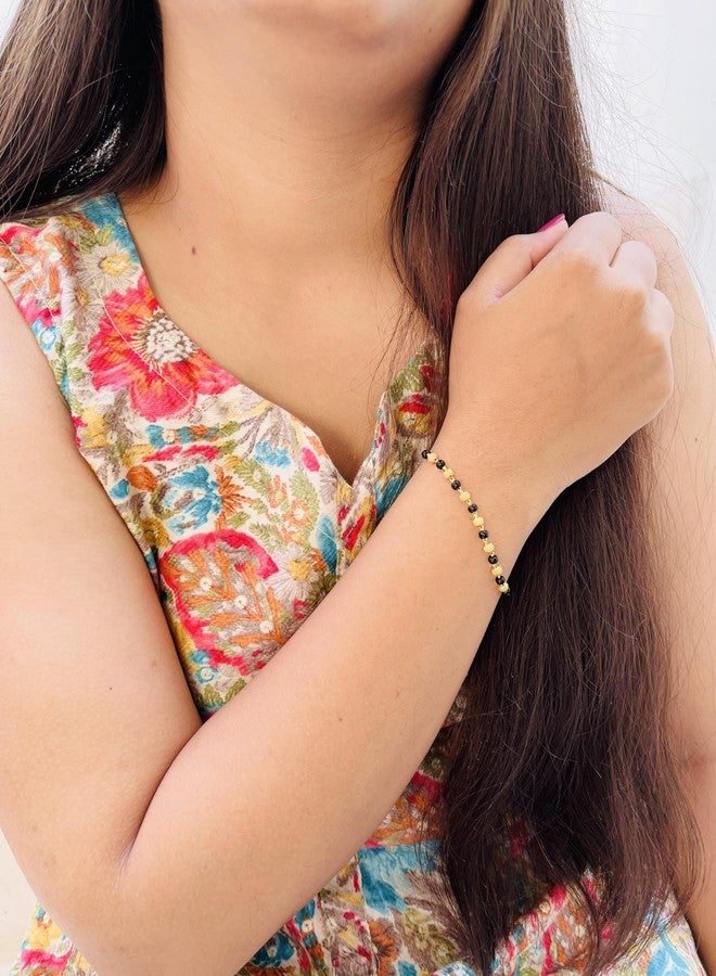 JHB Gold plated Brass Beads Hand Mangalsutra Bracelet for Women - Image 4