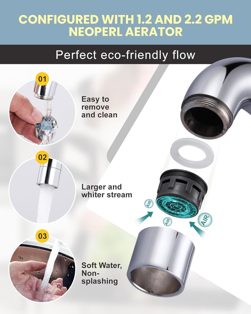 Arcora Bar Sink Faucet Single Hole: Chrome Wet Bar Faucets - Prep Sink Faucet 360 Swivel - Small Kitchen Bathroom Faucet with cUPC Supply Lines - Image 3
