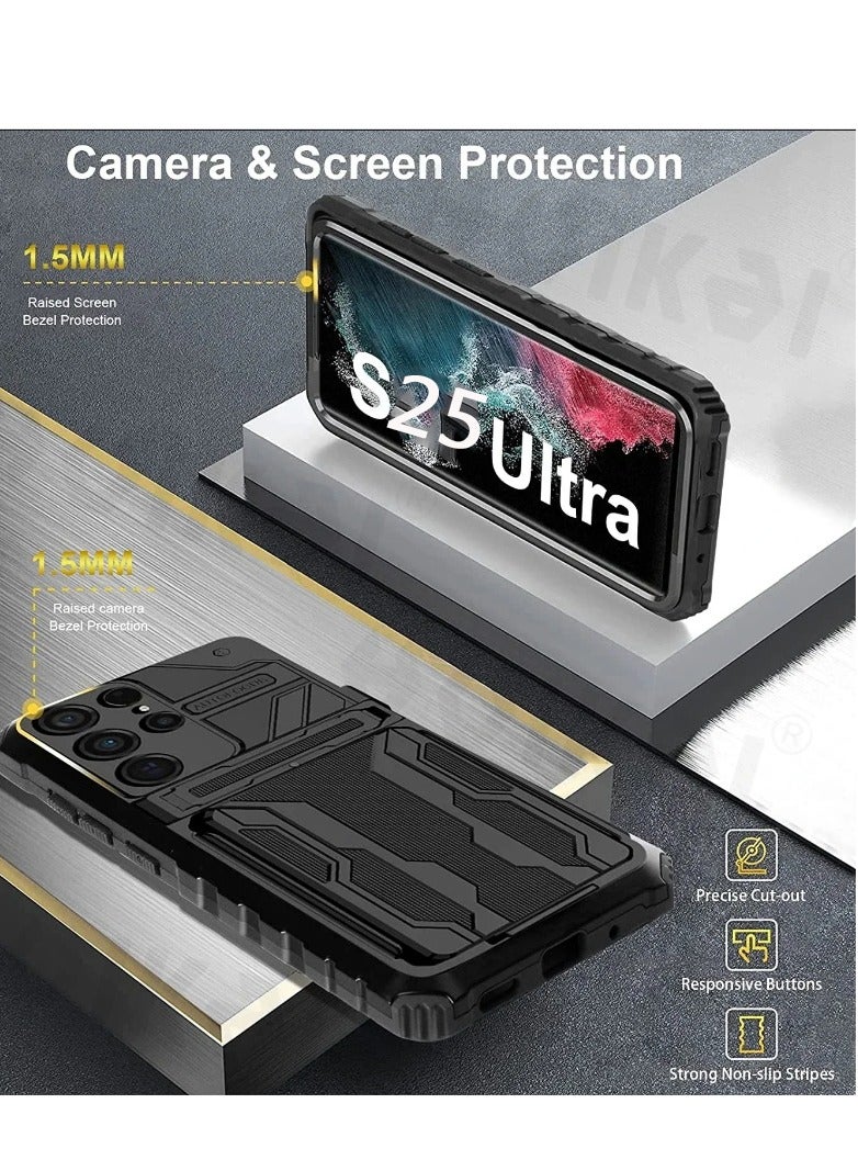 Wallet Case with Card Holder,  with Kickstand, Grade Full Body Shockproof Case For Samsung Galaxy S25 Ultra Case Cover - Image 3