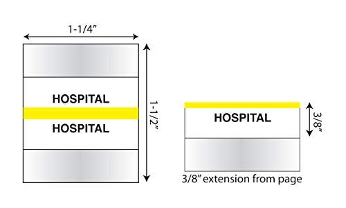 Tabbies Medical Chart Index Tabs "Hospital" 1-1/4"W x 1/2"H, Yellow, 100 Tabs/Pack - Image 2