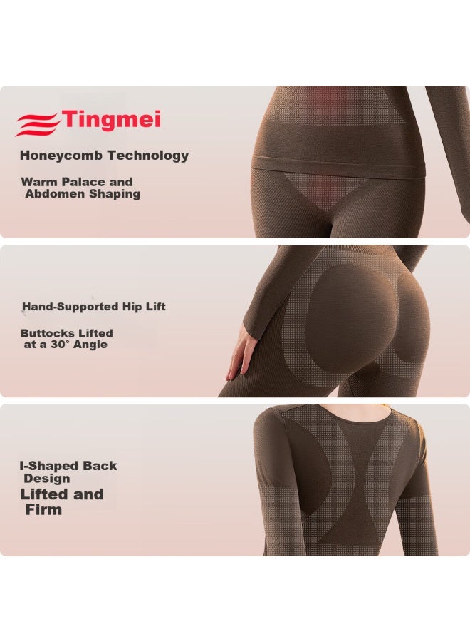 Gracewell Women's Thermal Underwear Slim Fit Heat Retaining Wool Blend Body Shaping Waist Slimming Autumn Winter Long Johns Set - Image 3