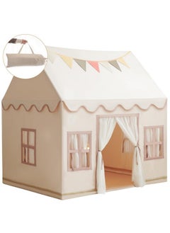 Rongfa Large Kids Tent Playhouse Basic Mat With Star Lights Flags And Tote Bags Kids Play Tent Indoor & Outdoor Washable Teepee Tent For Boys & Girls Kids Play House For Toddler Neutral Color  - Image 1