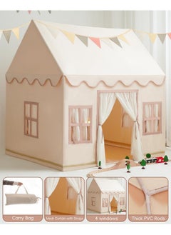 Rongfa Large Kids Tent Playhouse Basic Mat With Star Lights Flags And Tote Bags Kids Play Tent Indoor & Outdoor Washable Teepee Tent For Boys & Girls Kids Play House For Toddler Neutral Color  - Image 4
