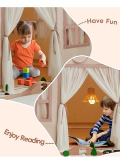 Rongfa Large Kids Tent Playhouse Basic Mat With Star Lights Flags And Tote Bags Kids Play Tent Indoor & Outdoor Washable Teepee Tent For Boys & Girls Kids Play House For Toddler Neutral Color  - Image 5