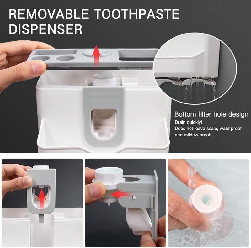 Tyzag Plastic Tooth Brush Holders for Bathroom Toothbrush Holders Toothbrush Holders for Bathroom Wall Mounted Toothpaste Holder Wall Mounted 2 Cups White - Image 3