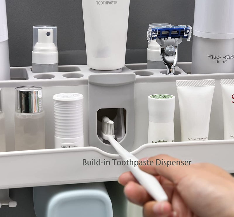 Tyzag Plastic Tooth Brush Holders for Bathroom Toothbrush Holders Toothbrush Holders for Bathroom Wall Mounted Toothpaste Holder Wall Mounted 2 Cups White - Image 4