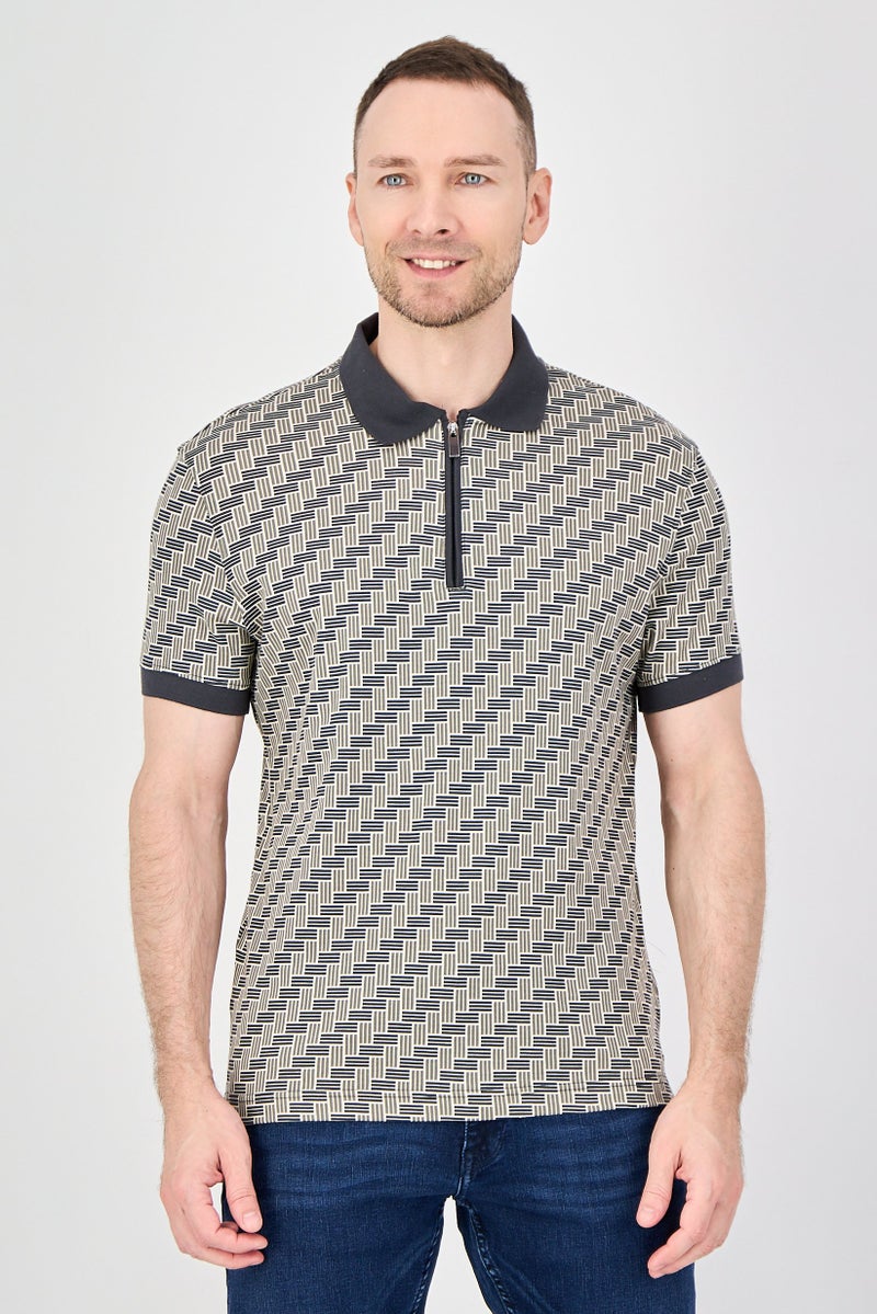 Geoffrey Beene Men Regular Fit Allover Print Short Sleeve Polo Shirt, Multicolor - Image 1