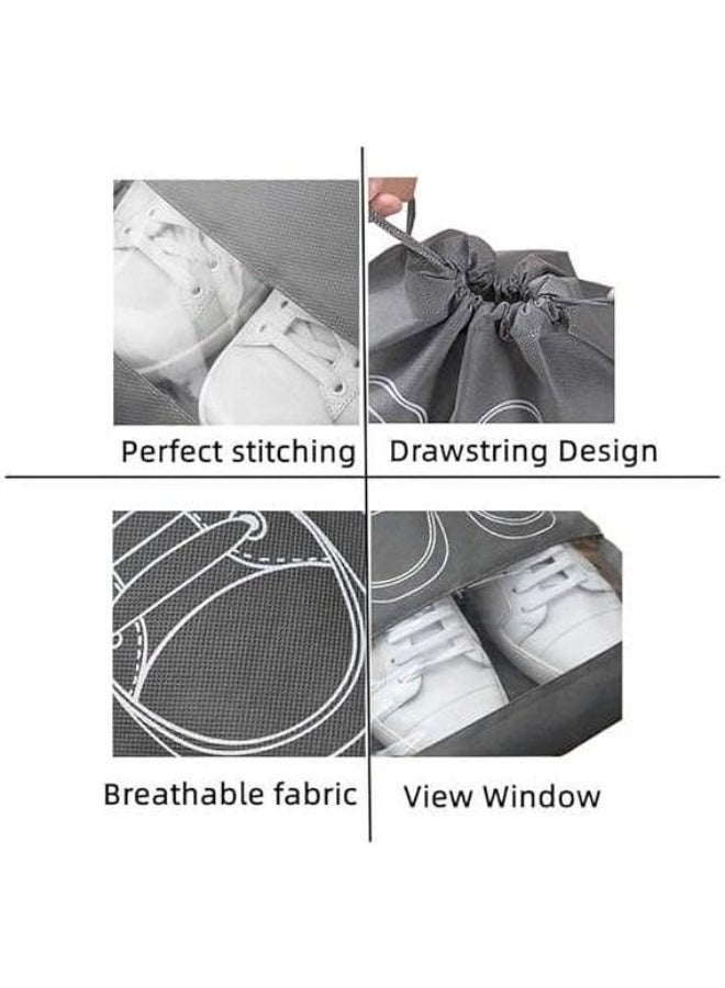 حقائب أحذية كبيرة مقاومة للماء للسفر - أكياس برباط من قماش غير منسوج لتنظيم الأحذية وحمايتها والحفاظ عليها جافة، مناسبة للصالة الرياضية والرياضة والاستخدام اليومي - قطعة واحدة - Image 5