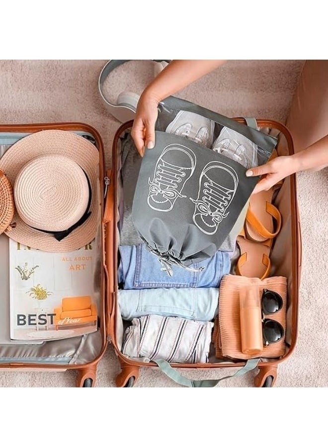 حقائب أحذية كبيرة مقاومة للماء للسفر - أكياس برباط من قماش غير منسوج لتنظيم الأحذية وحمايتها والحفاظ عليها جافة، مناسبة للصالة الرياضية والرياضة والاستخدام اليومي - قطعة واحدة - Image 2