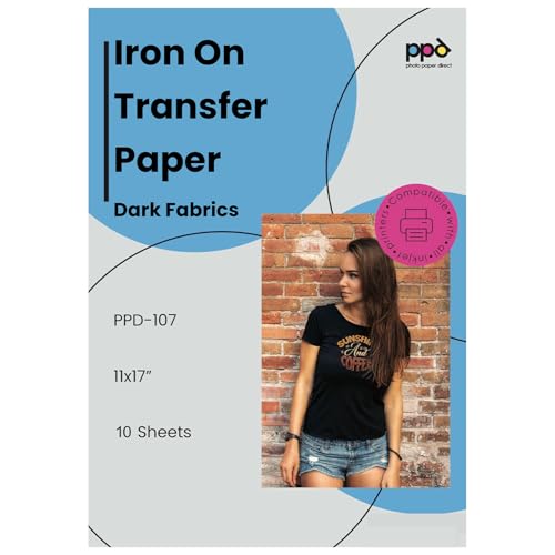 PPD 10 Sheets 11x17" - Inkjet Iron-on Heat Transfer Paper for Black & Dark Fabric and T-Shirts - Premium - PPD-107-10 - Image 1