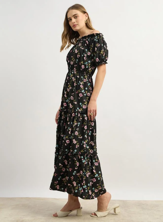 Styli Floral Off-Shoulder Dress