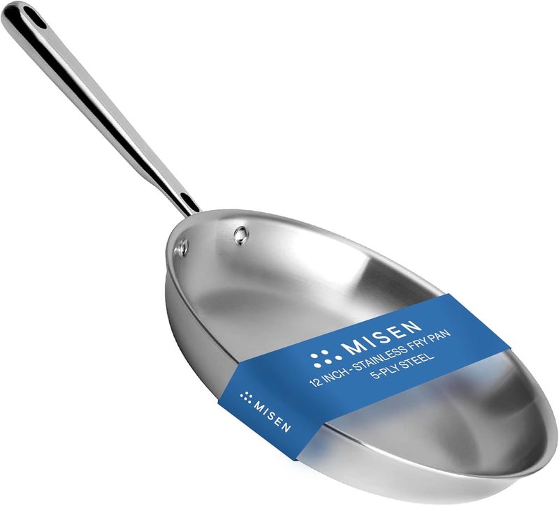 Misen 5-Ply Stainless Steel 12" Frying Pan - Professional Cookware for Induction, Gas and Electric - Dishwasher Safe, Oven Safe to 800°F - Durable, Versatile, Even Heating - Image 1