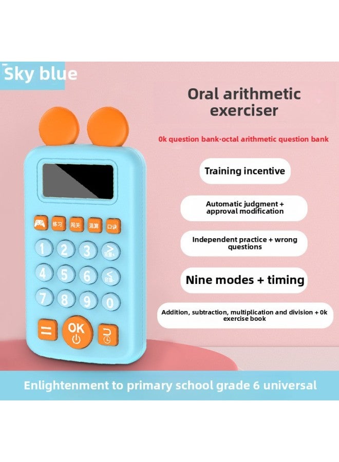 Children's Oral Calculation Exercise Machine Primary School Students' Mathematics Intelligence Grade 36 Early Education Machine Automatic Question Timing Toy-Color:Sky Blue [Deluxe 1-6] + Battery Life 16H-256MB  - Image 1
