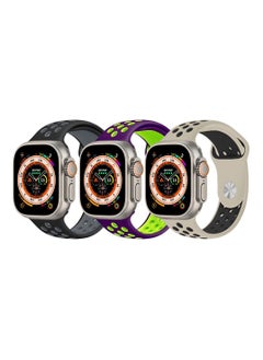 CATANES 3 Pack For Apple Watch 49mm 45mm 44mm 42mm Silicone Sport Band Nike Strap Compatible With iWatch Series Ultra/8/7/SE/6/5/4/3/2/1  - Image 2