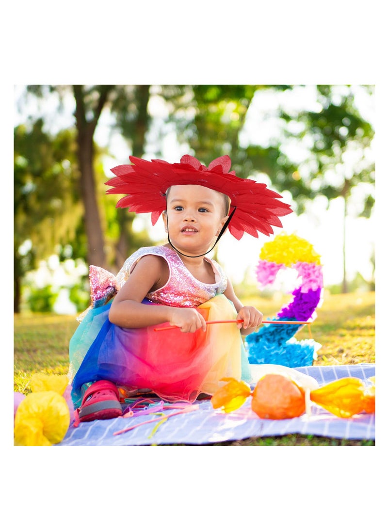 2 Pcs Sunflower Headgear, Fun Flower Costume Hat for Dance Parties, Festivals & Games, Suitable for Kids, Teens & Adults (Red) - Image 3
